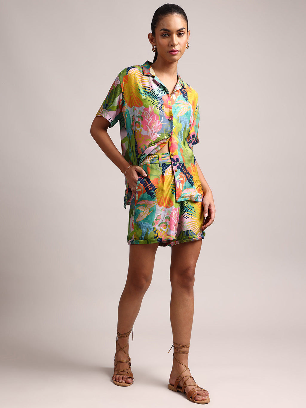 Zaccai Women's Multi Muslin Tropical Co-Ords | Grocsy