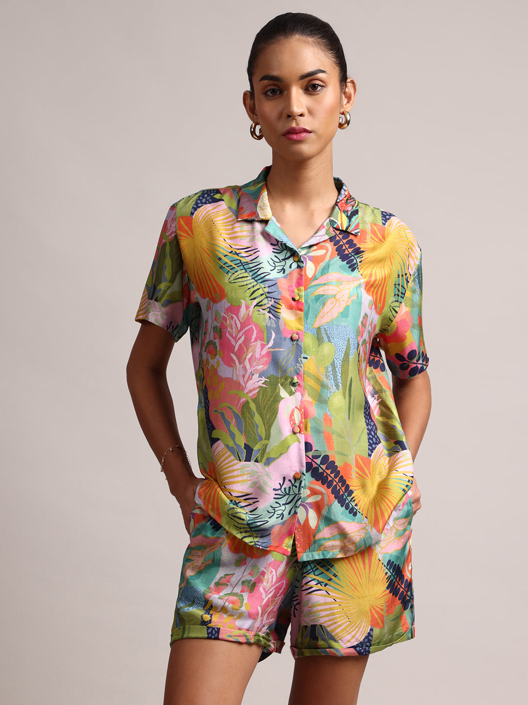 Zaccai Women's Multi Muslin Tropical Co-Ords | Grocsy