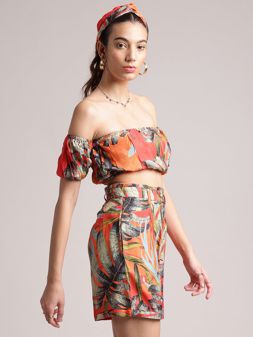 Zaccai Women's Orange Muslin Tropical Co-Ords | Grocsy