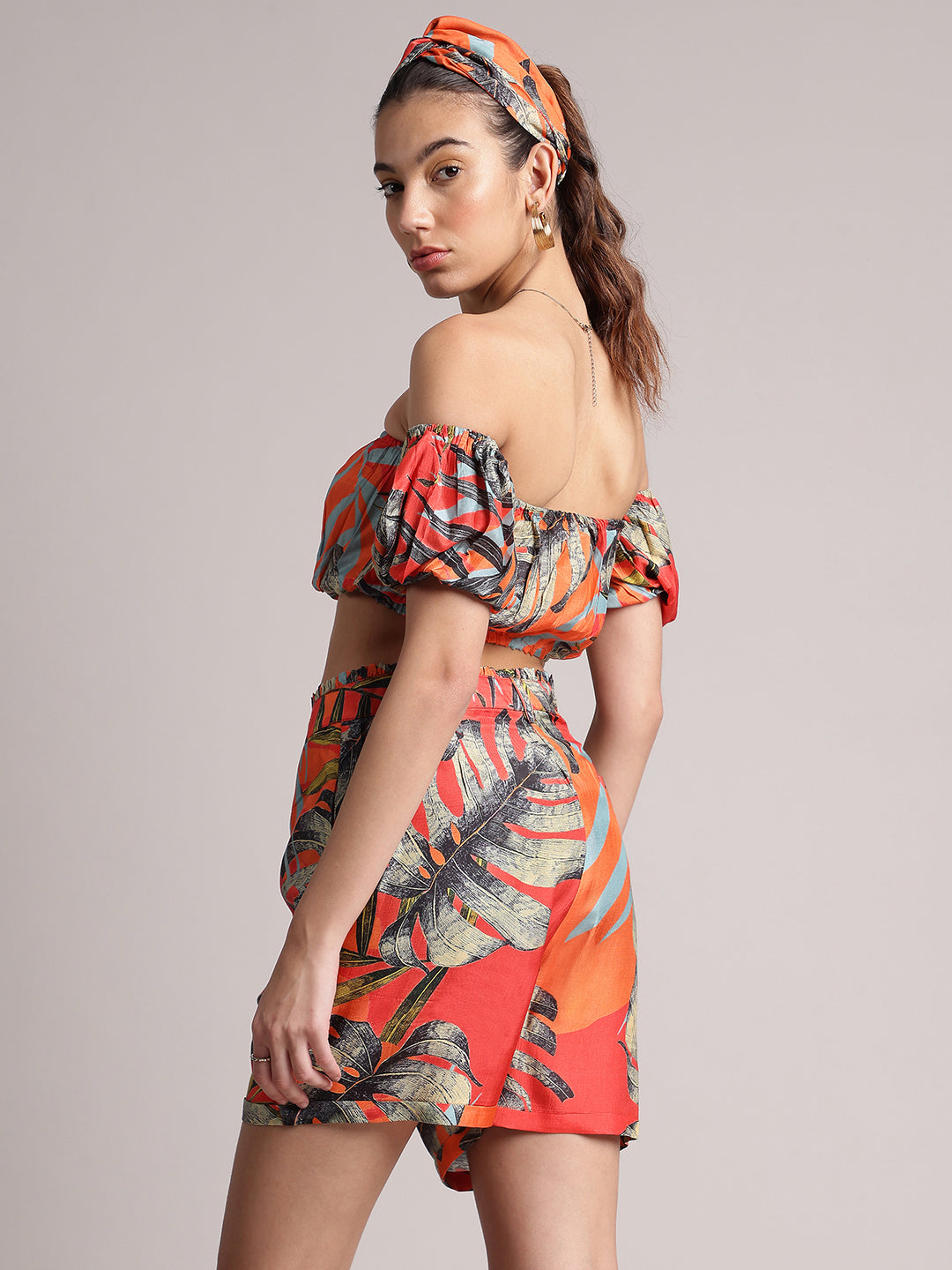 Zaccai Women's Orange Muslin Tropical Co-Ords | Grocsy