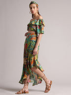 Zaccai Women's Green Muslin Tropical Co-Ords | Grocsy