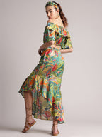 Zaccai Women's Green Muslin Tropical Co-Ords | Grocsy