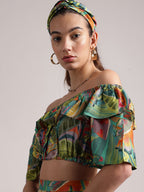 Zaccai Women's Green Muslin Tropical Co-Ords | Grocsy