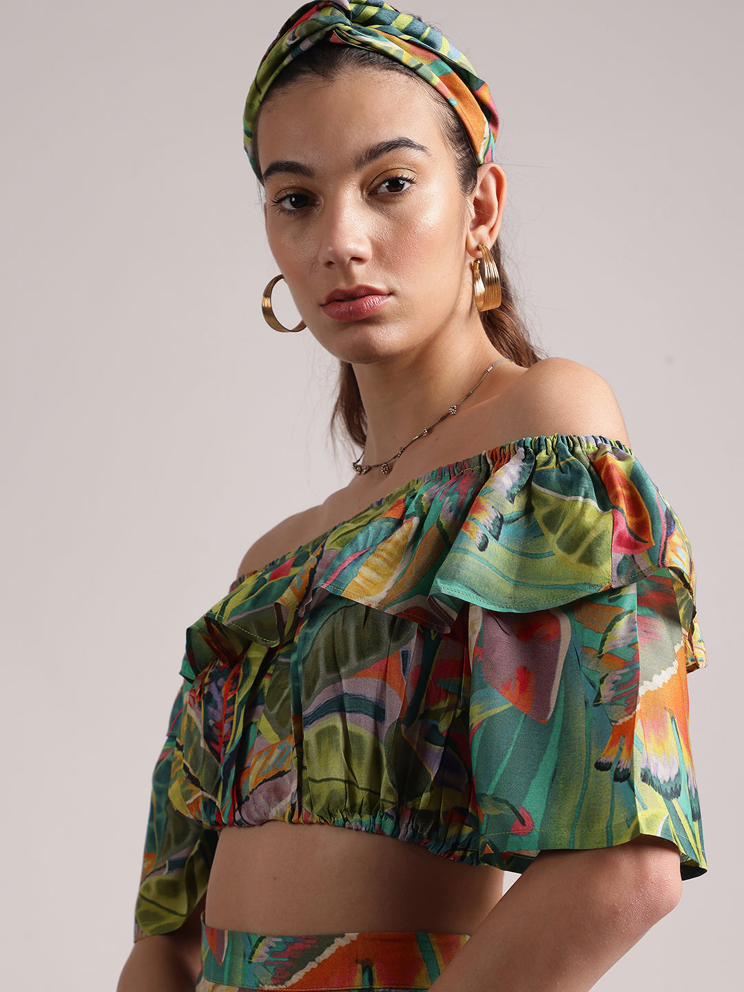 Zaccai Women's Green Muslin Tropical Co-Ords | Grocsy