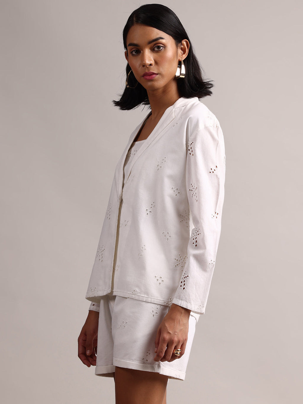 Zaccai Women's White Cambric Schiffli Co-Ords | Grocsy