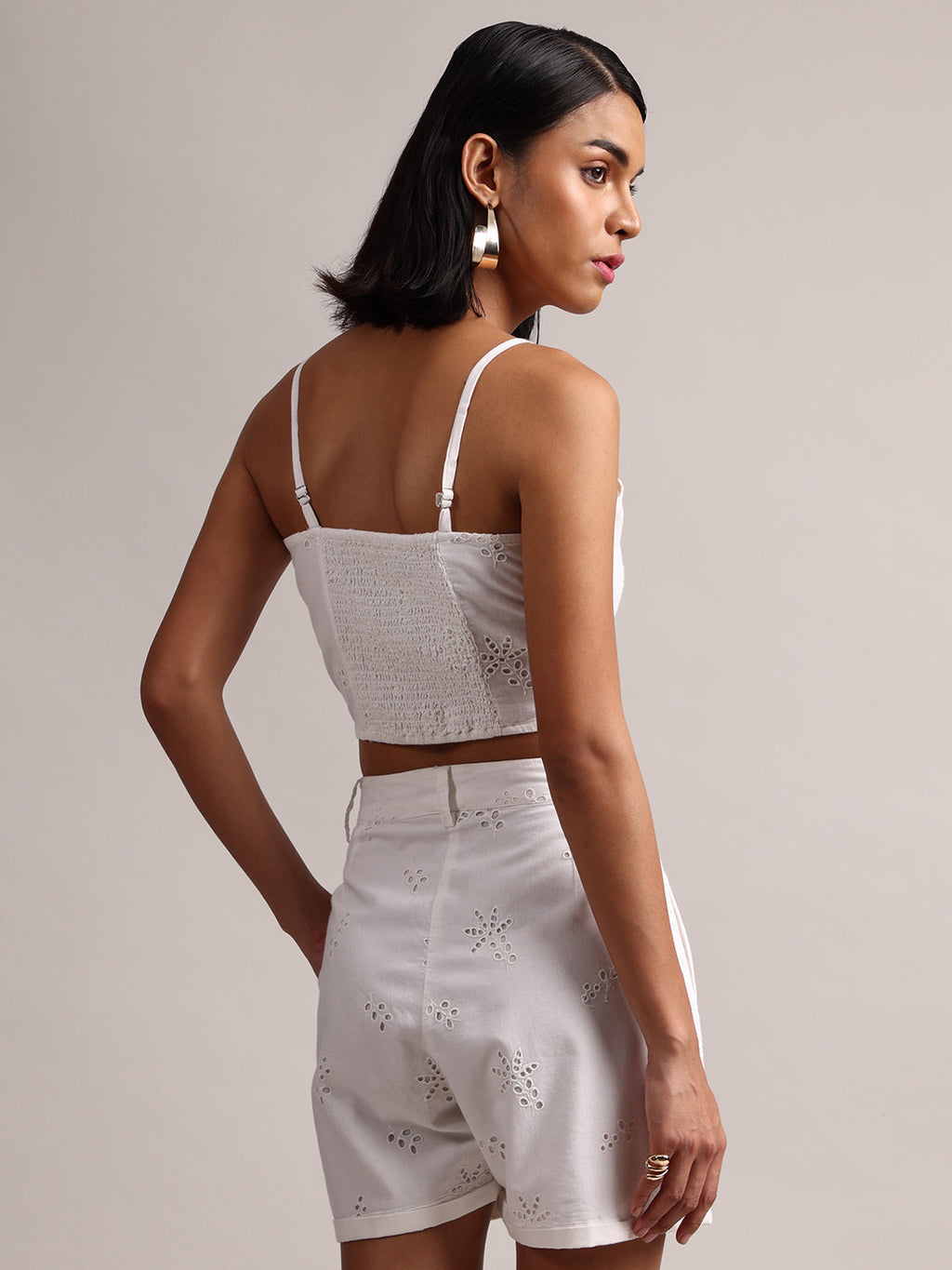 Zaccai Women's White Cambric Schiffli Co-Ords | Grocsy