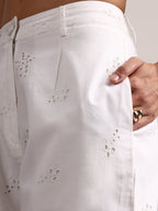 Zaccai Women's White Cambric Schiffli Co-Ords | Grocsy