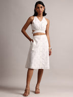 Zaccai Women's White Cambric Schiffli Co-Ords | Grocsy