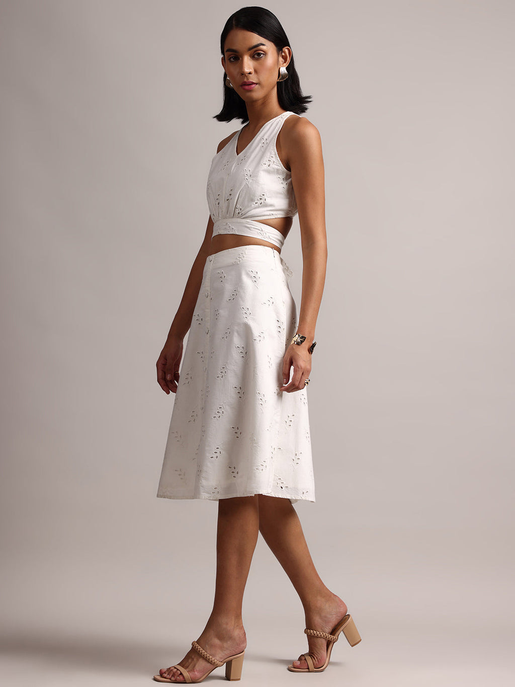 Zaccai Women's White Cambric Schiffli Co-Ords | Grocsy