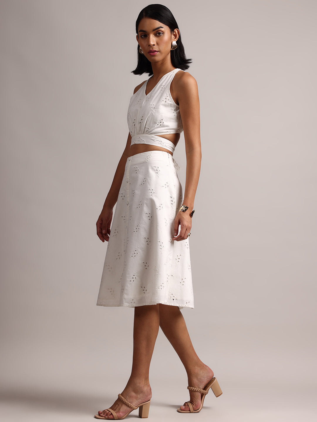 Zaccai Women's White Cambric Schiffli Co-Ords | Grocsy