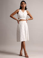 Zaccai Women's White Cambric Schiffli Co-Ords | Grocsy