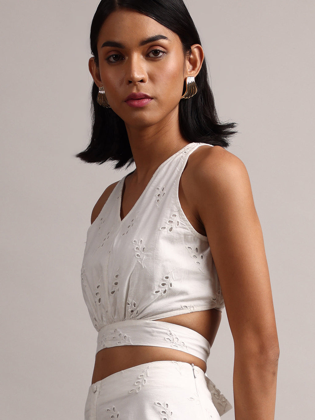 Zaccai Women's White Cambric Schiffli Co-Ords | Grocsy