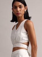 Zaccai Women's White Cambric Schiffli Co-Ords | Grocsy
