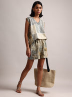 Zaccai Women's Grey Linen Striped Co-Ords | Grocsy