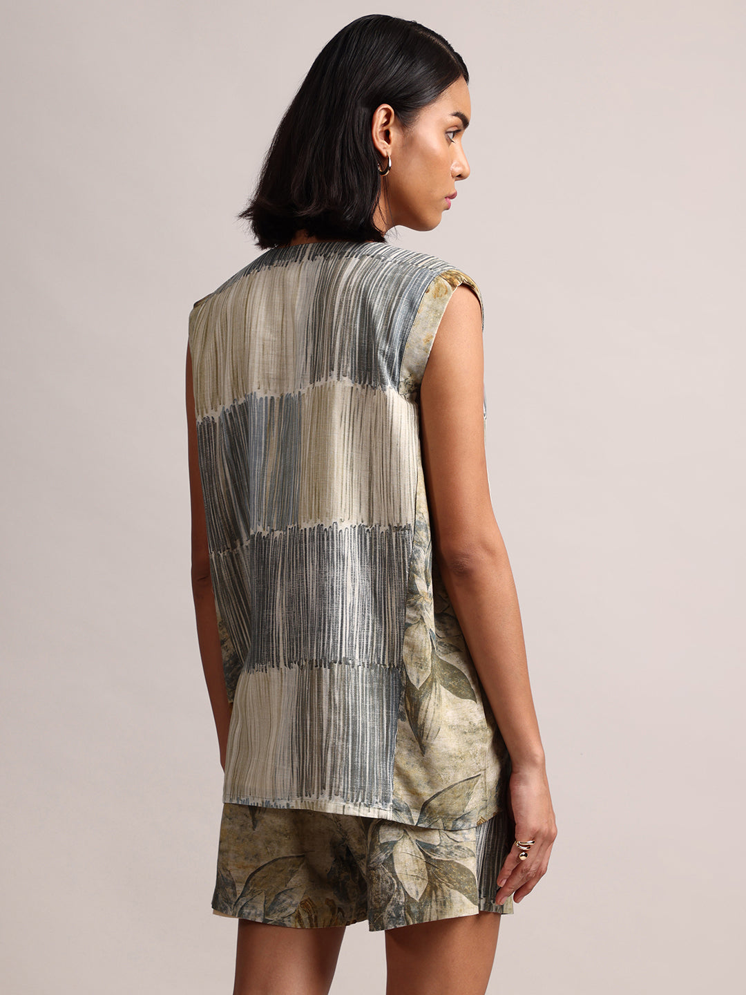 Zaccai Women's Grey Linen Striped Co-Ords | Grocsy