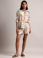 Zaccai Women's Yellow Linen Floral Co-Ords | Grocsy