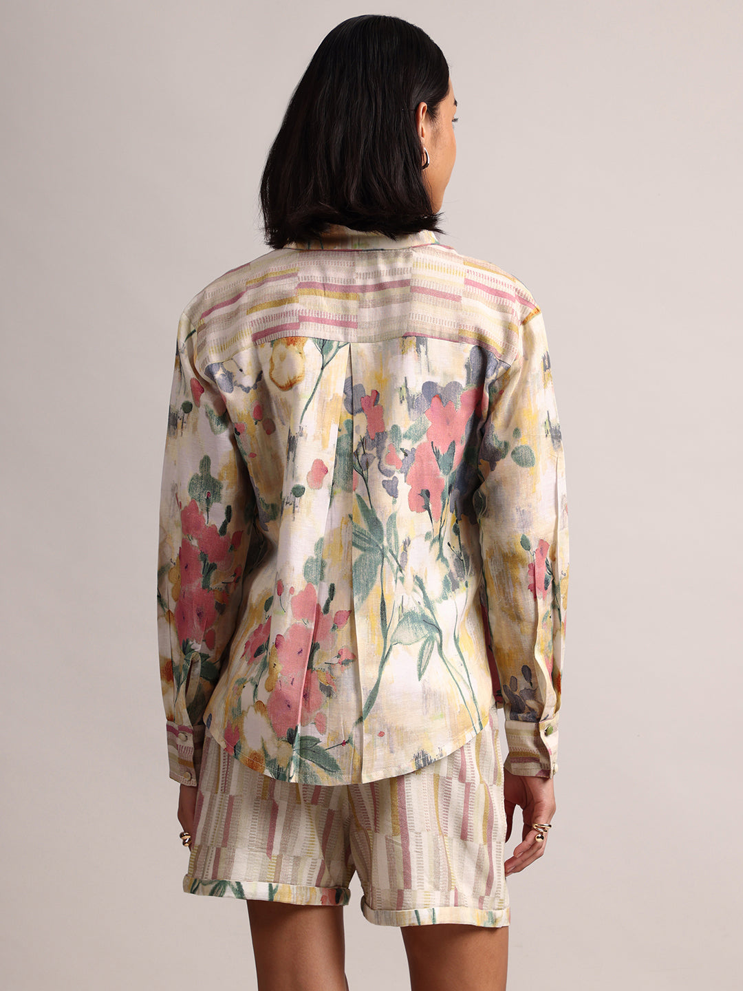 Zaccai Women's Yellow Linen Floral Co-Ords | Grocsy