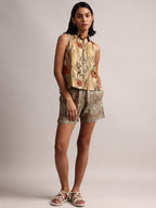 Zaccai Women's Yellow Linen Floral Co-Ords | Grocsy