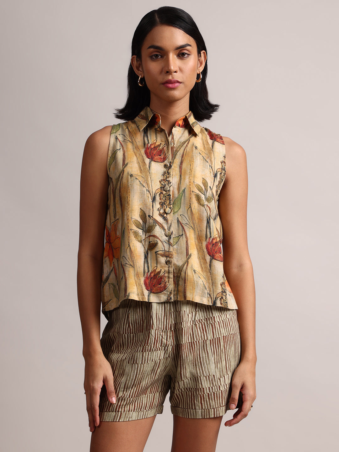 Zaccai Women's Yellow Linen Floral Co-Ords | Grocsy