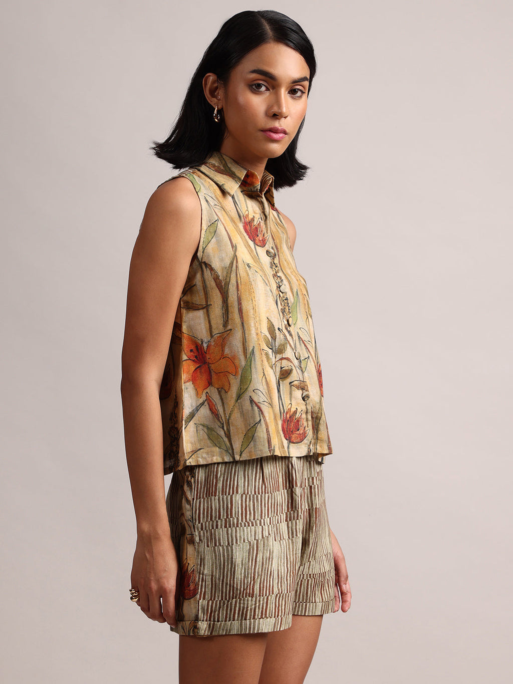 Zaccai Women's Yellow Linen Floral Co-Ords | Grocsy