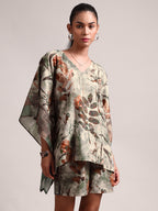Zaccai Women's Grey Cotton Linen Floral Co-Ords | Grocsy