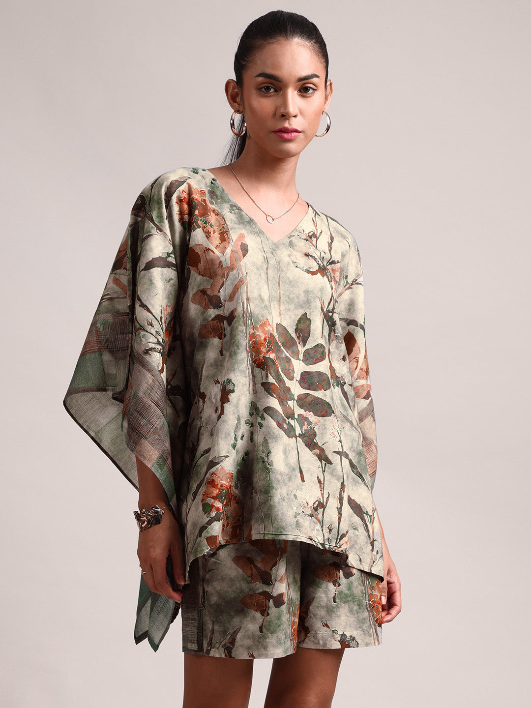 Zaccai Women's Grey Cotton Linen Floral Co-Ords | Grocsy