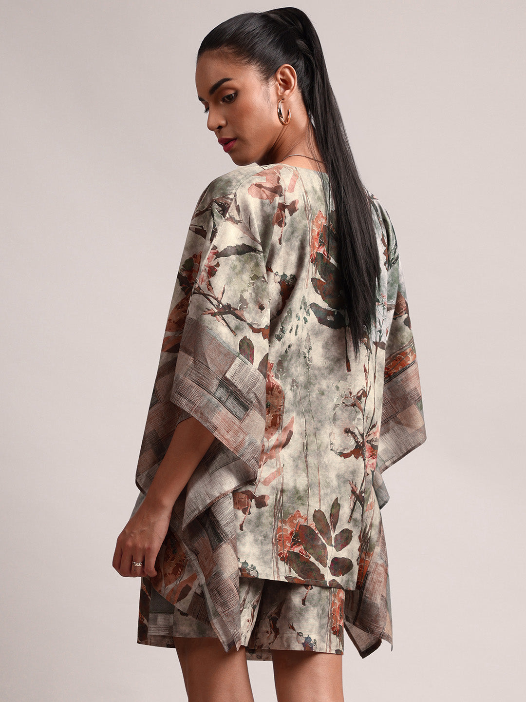 Zaccai Women's Grey Cotton Linen Floral Co-Ords | Grocsy