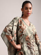 Zaccai Women's Grey Cotton Linen Floral Co-Ords | Grocsy