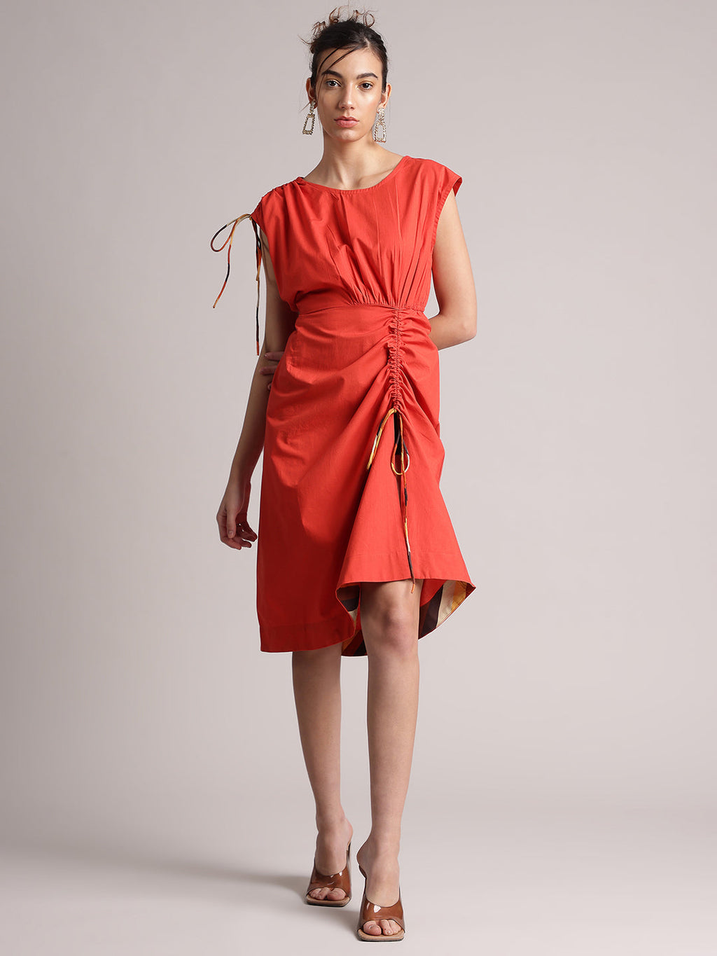 Zaccai Women's Rust Poplin Solid Dress | Grocsy
