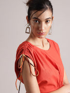 Zaccai Women's Rust Poplin Solid Dress | Grocsy