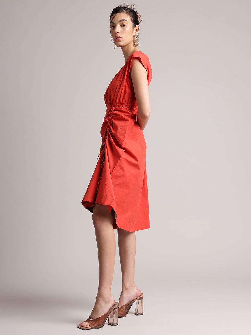 Zaccai Women's Rust Poplin Solid Dress | Grocsy