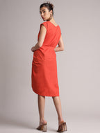 Zaccai Women's Rust Poplin Solid Dress | Grocsy