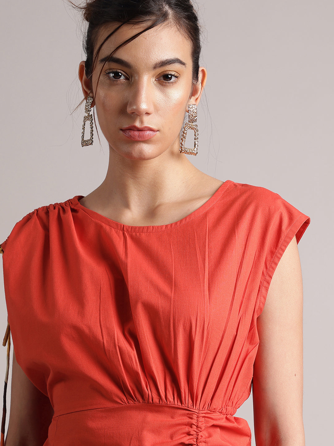 Zaccai Women's Rust Poplin Solid Dress | Grocsy