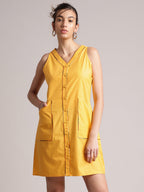 Zaccai Women's Yellow Poplin Solid Dress | Grocsy
