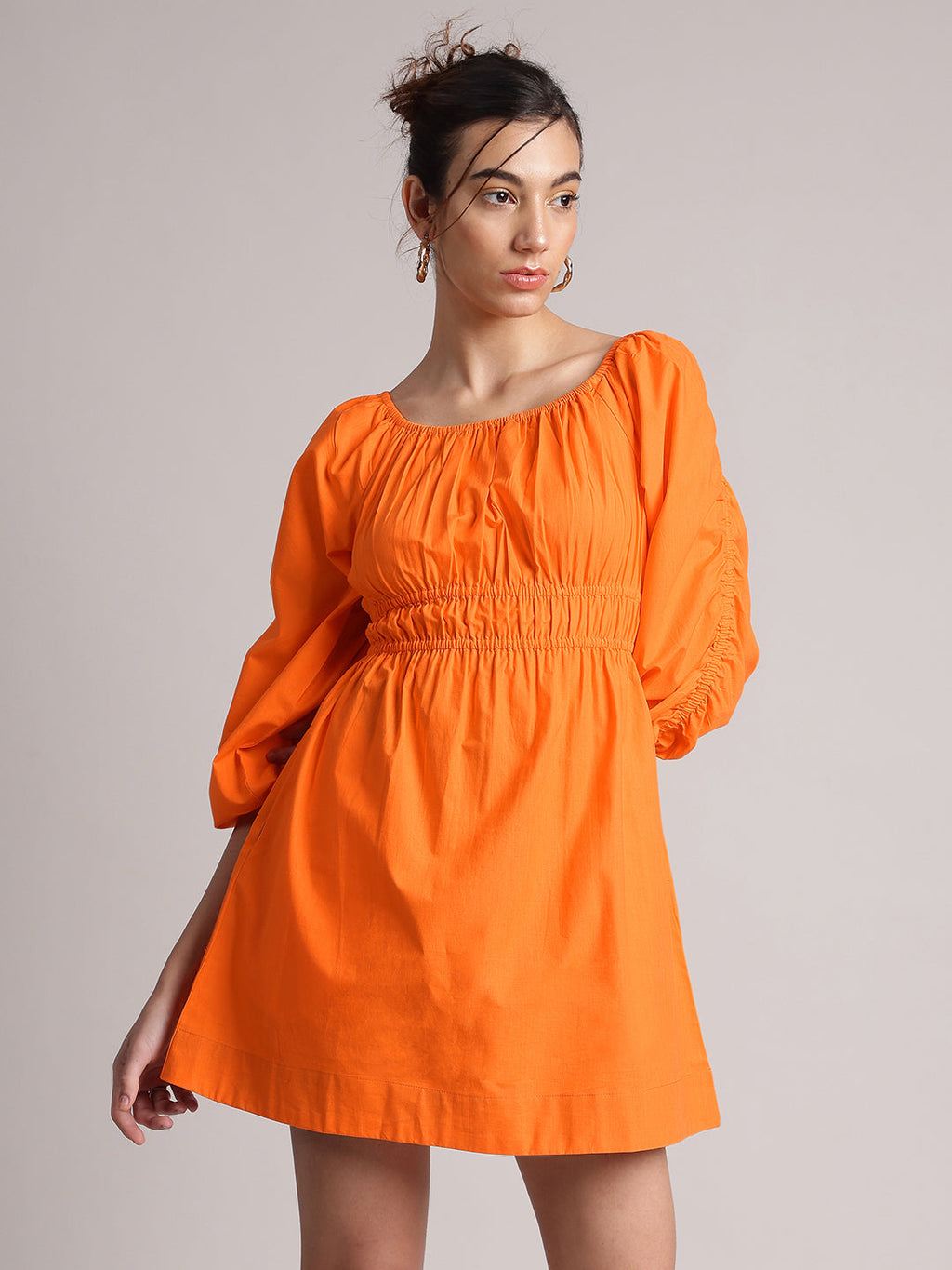 Zaccai Women's Orange Poplin Solid Dress | Grocsy
