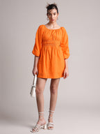 Zaccai Women's Orange Poplin Solid Dress | Grocsy