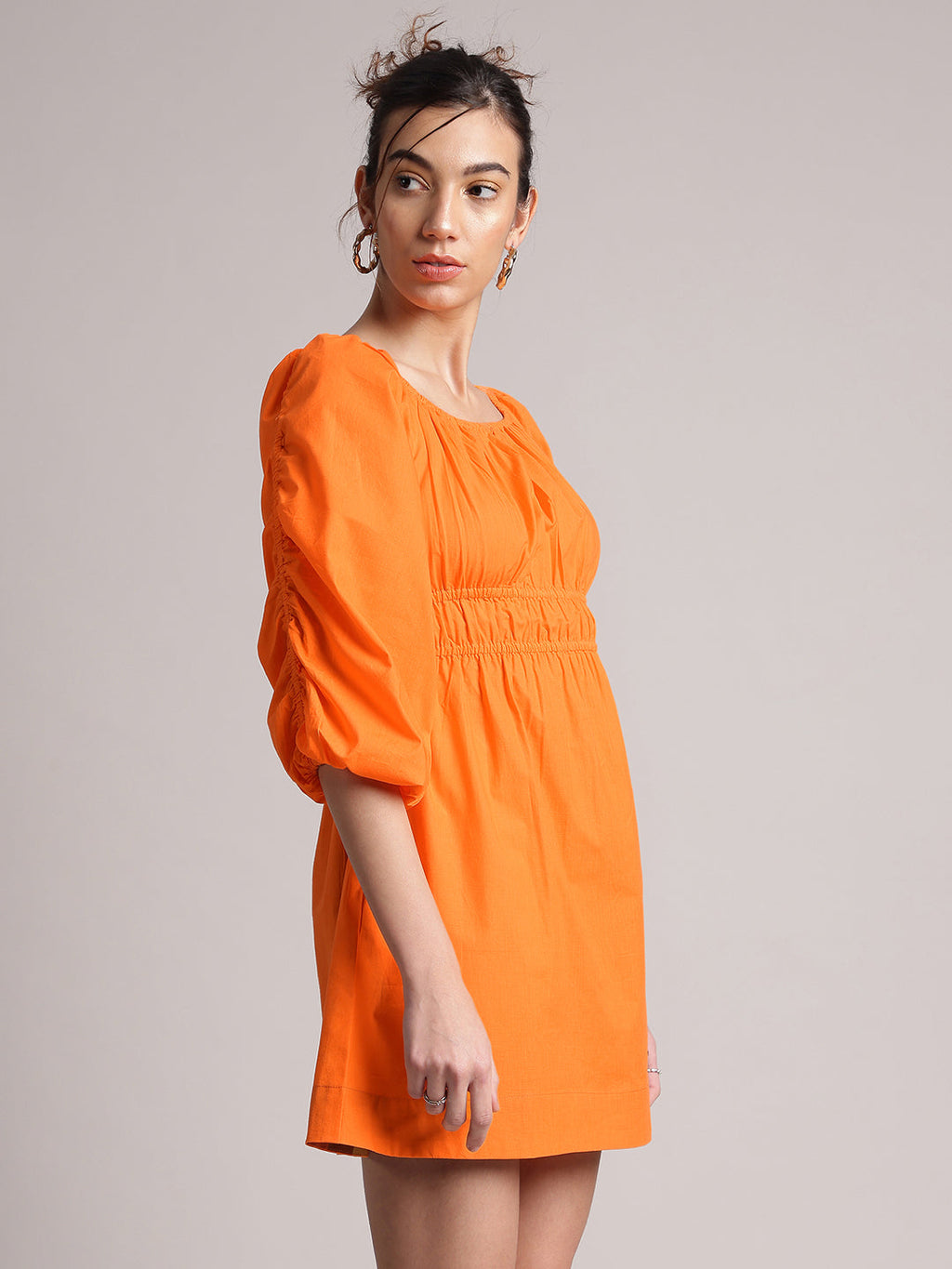 Zaccai Women's Orange Poplin Solid Dress | Grocsy