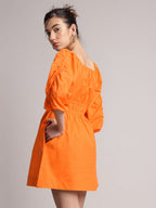 Zaccai Women's Orange Poplin Solid Dress | Grocsy