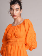 Zaccai Women's Orange Poplin Solid Dress | Grocsy
