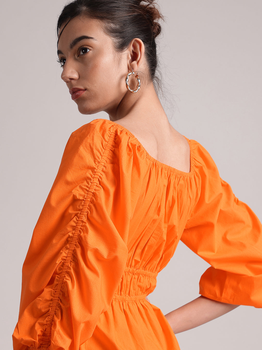 Zaccai Women's Orange Poplin Solid Dress | Grocsy