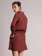 Zaccai Women's Brown Poplin Solid Dress | Grocsy