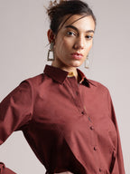 Zaccai Women's Brown Poplin Solid Dress | Grocsy
