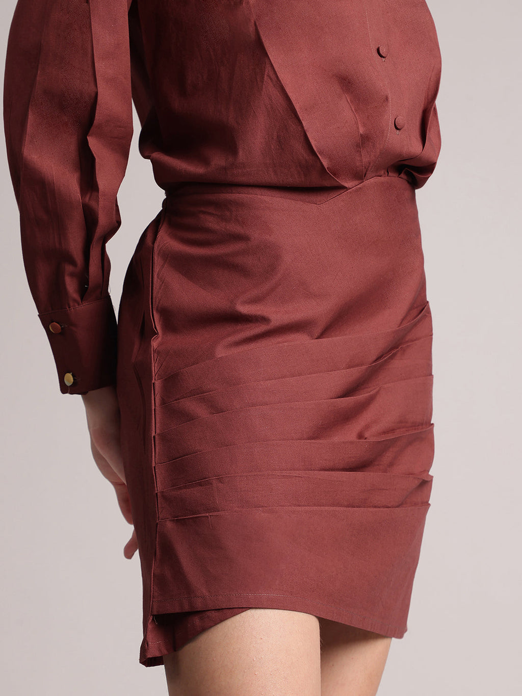 Zaccai Women's Brown Poplin Solid Dress | Grocsy