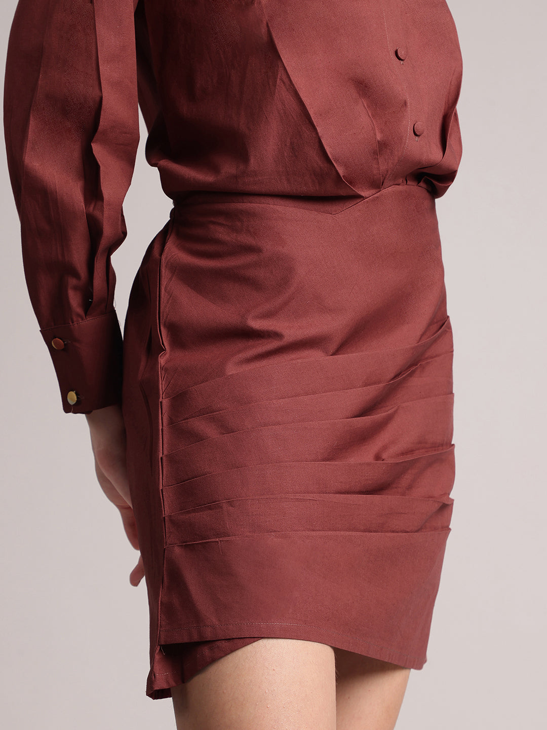 Zaccai Women's Brown Poplin Solid Dress | Grocsy