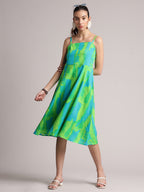 Zaccai Women's Lime Cambric Abstract Dress | Grocsy