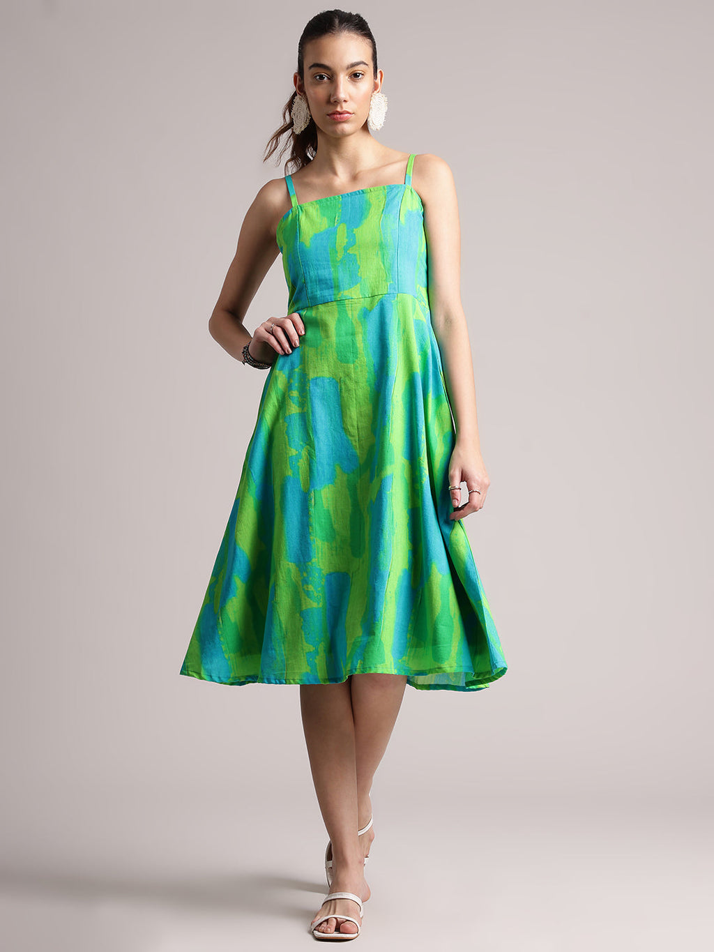 Zaccai Women's Lime Cambric Abstract Dress | Grocsy