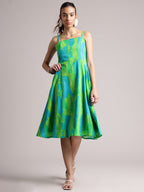 Zaccai Women's Lime Cambric Abstract Dress | Grocsy