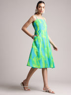 Zaccai Women's Lime Cambric Abstract Dress | Grocsy