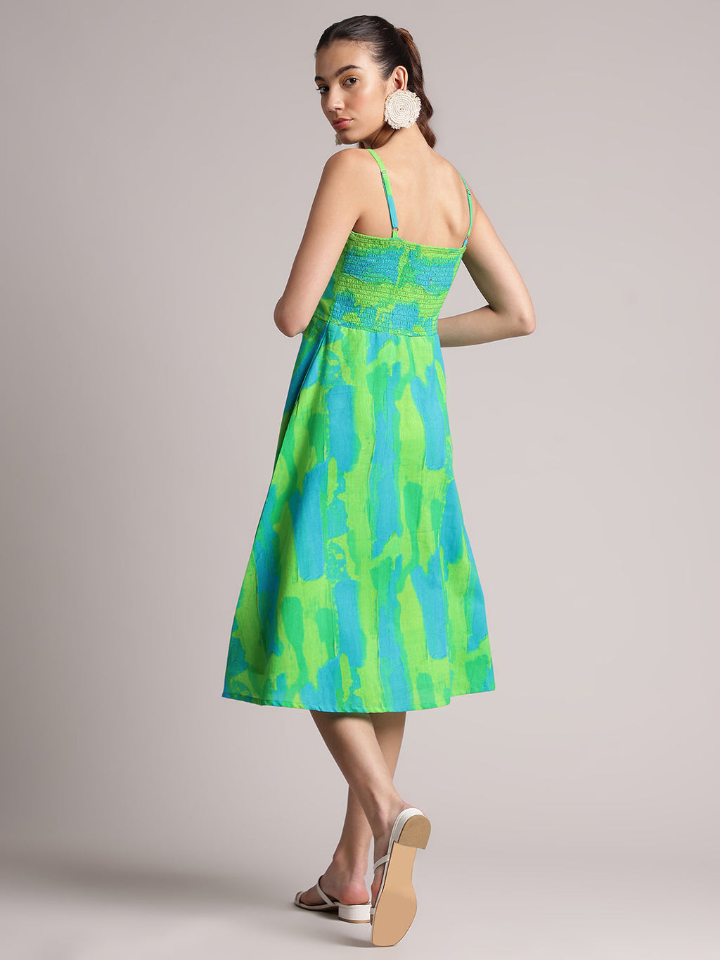 Zaccai Women's Lime Cambric Abstract Dress | Grocsy