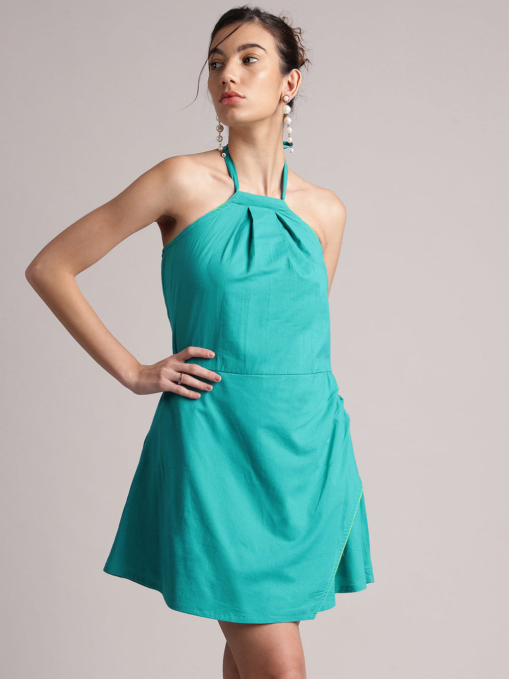 Zaccai Women's Aqua Cambric Solid Dress | Grocsy